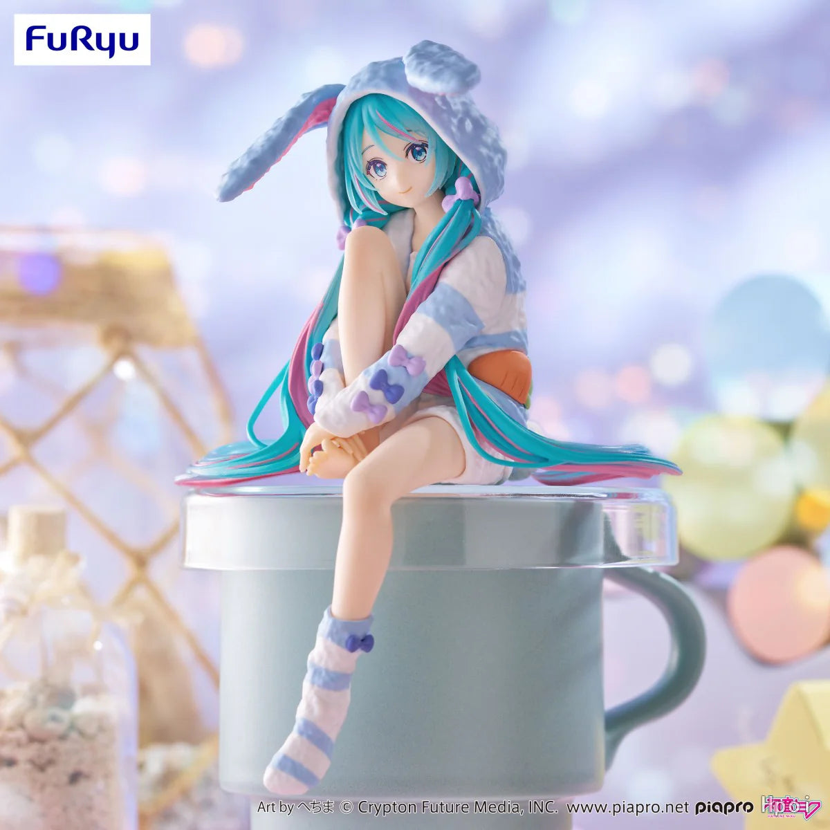 [PRE-ORDER] Hatsune Miku Noodle Stopper Figure (Rabbit Ear Hood Pajama Blue Color ver.)